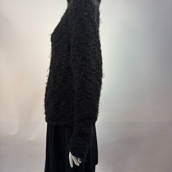 Harolds XL Black Chunky Fuzzy Knit Sweater 80% Acrylic 20% Wool Womens Pullover - Picture 9 of 15